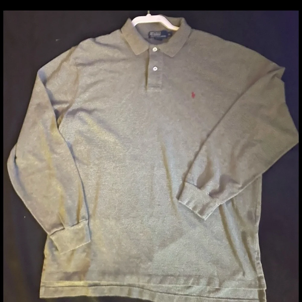 Ralph‎ Lauren Long Sleeve Gray Polo Embroidered Pony Shirt Men’s Size XL